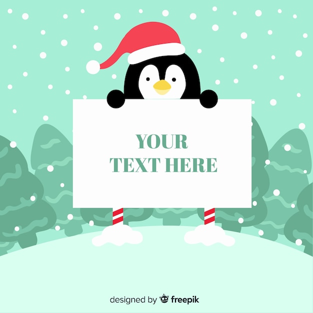 Penguin holding blank sign