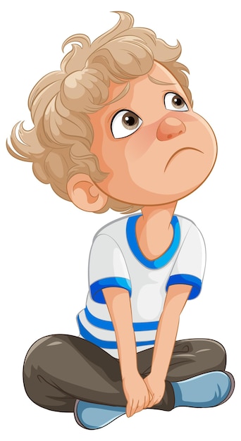 Free Vector pensive child in casual attire