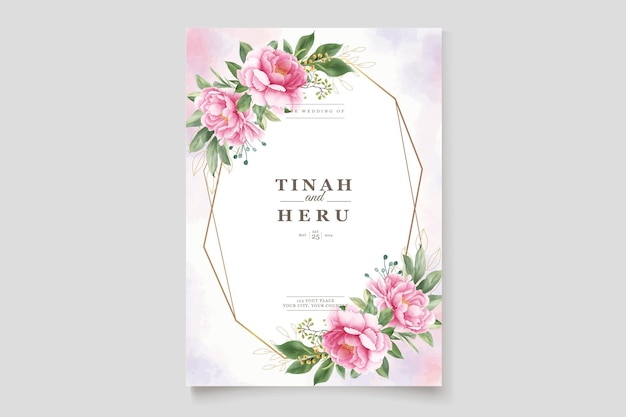 peonies floral invitation card set