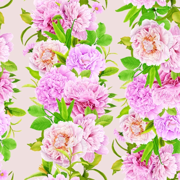 Free vector peonies floral watercolor seamless pattern illustration