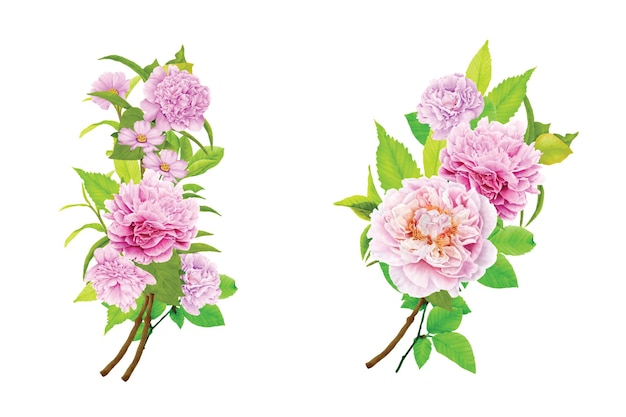 Free Vector peonies floral wreath illustration design