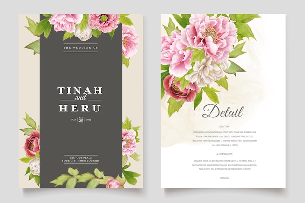 peony border and frame card design