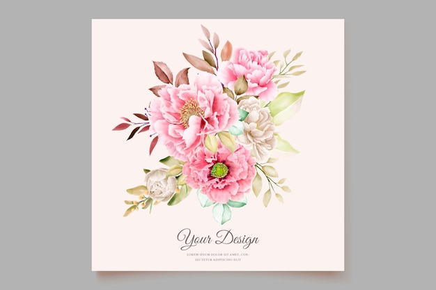 Free Vector peony floral background and frame card design