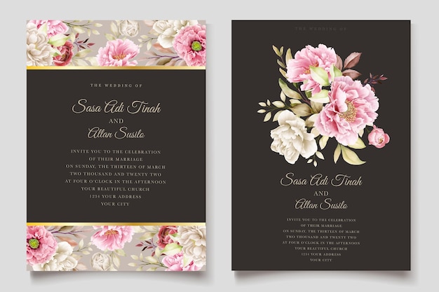 peony floral background and frame card design