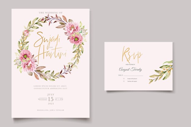 peony floral background and frame card design