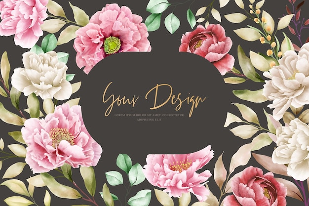 Free Vector peony floral background and frame design