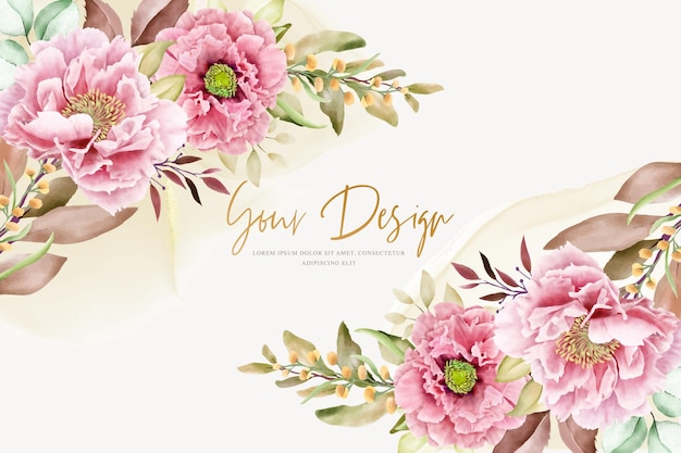 Free Vector peony floral background and frame design