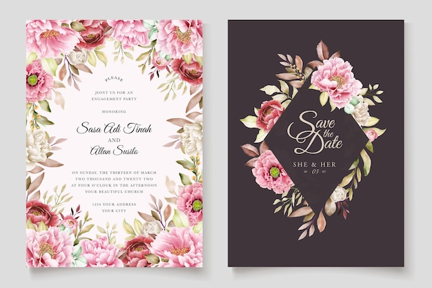 peony floral frame and background design