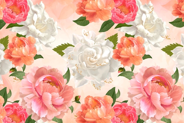 Free Vector peony patterned wallpaper