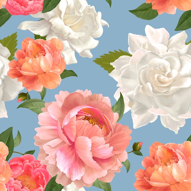 Free vector peony patterned wallpaper