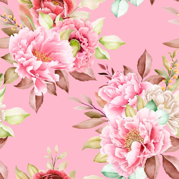 peony watercolor seamless pattern design