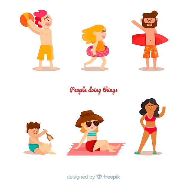 Free vector people activities at beach