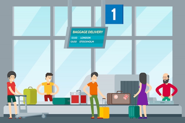 Free Vector people in airport template