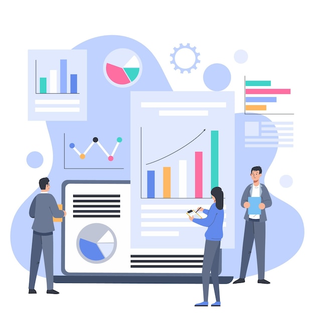 Free Vector people analyzing growth charts illustrated