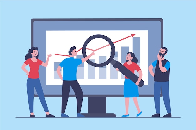 Free Vector people analyzing growth charts