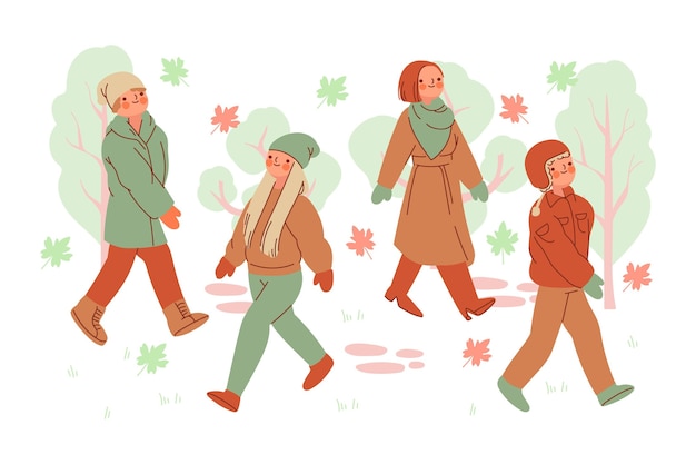 Free Vector people in the autumn park pack