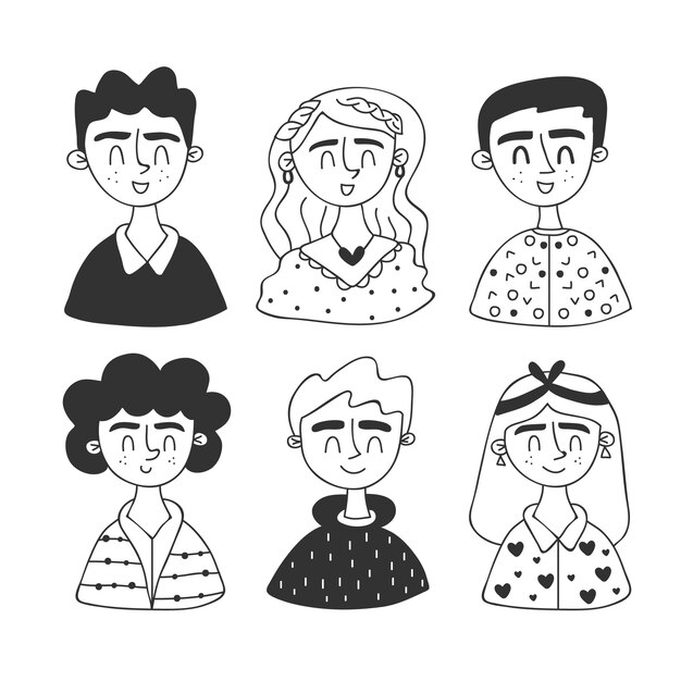 People avatars hand drawn style