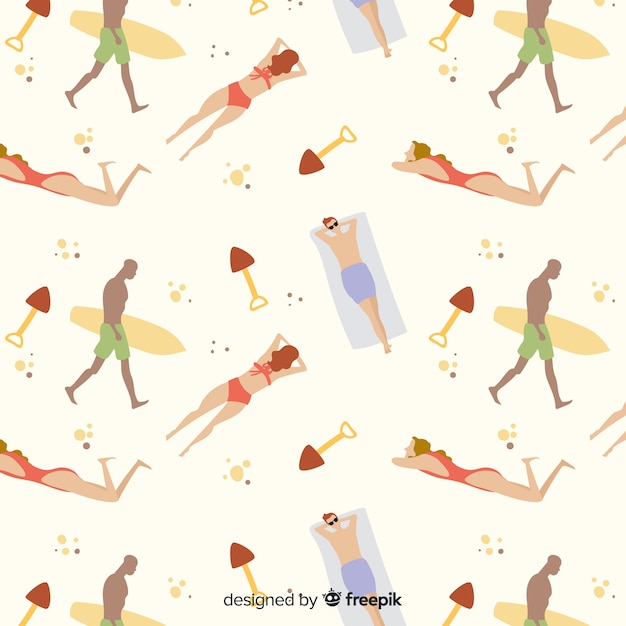 Free Vector people at the beach pattern