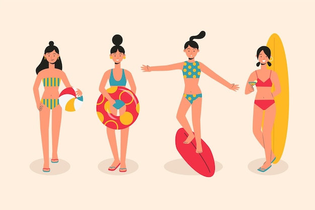 Free Vector people at the beach