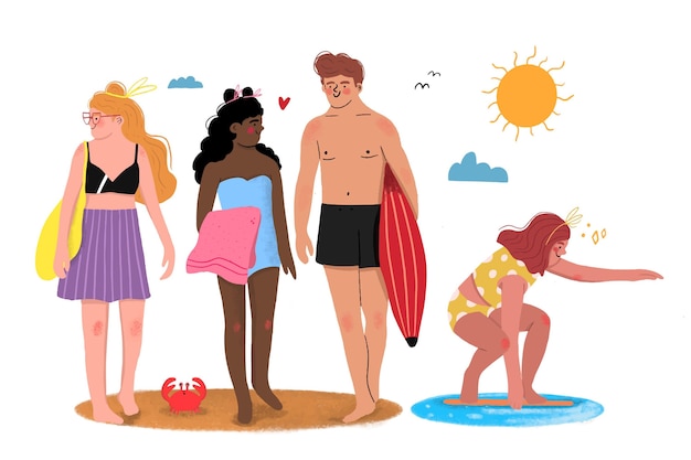 Free Vector people at beach