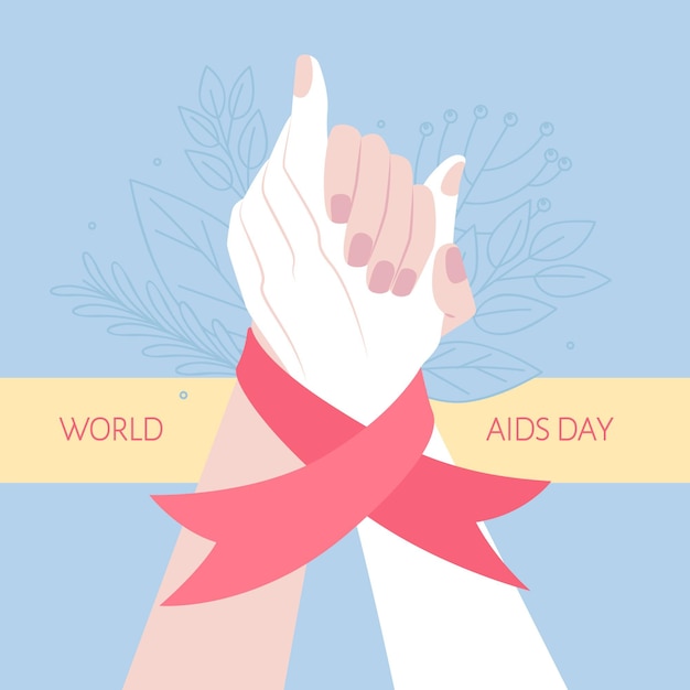 Free Vector people being supporting on world aids day