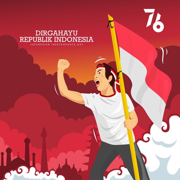 People celebrate indonesia 76th independence day or Dirgahayu kemerdekaan indonesia ke 76