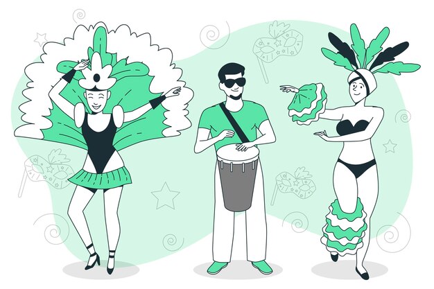 People celebrating brazilian carnival concept illustration