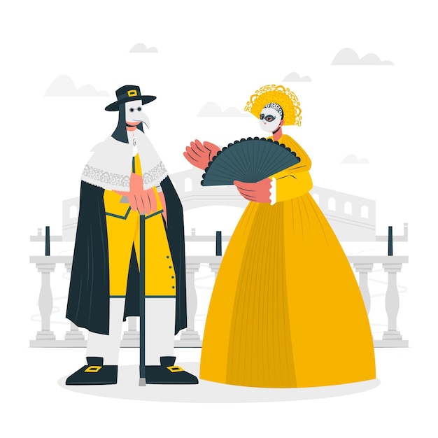 Free Vector people celebrating carnival of venice concept illustration