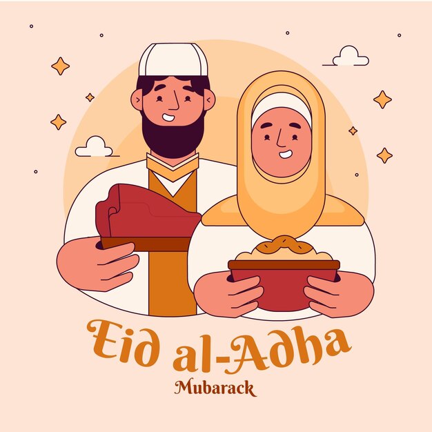 People celebrating eid al-adha illustration