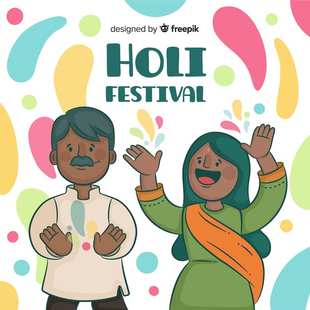 People celebrating holi festival background