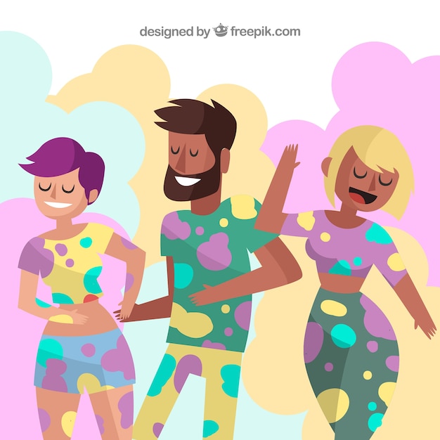 Free Vector people celebrating holi festival in hand drawn style