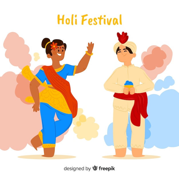 Free Vector people celebrating holi festival