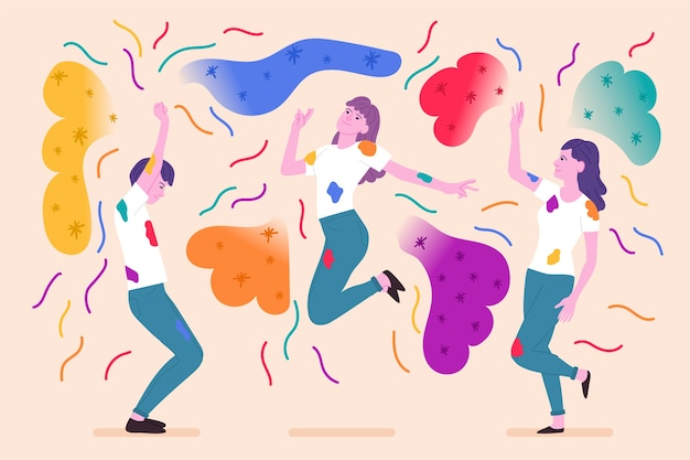 Free Vector people celebrating holi festival