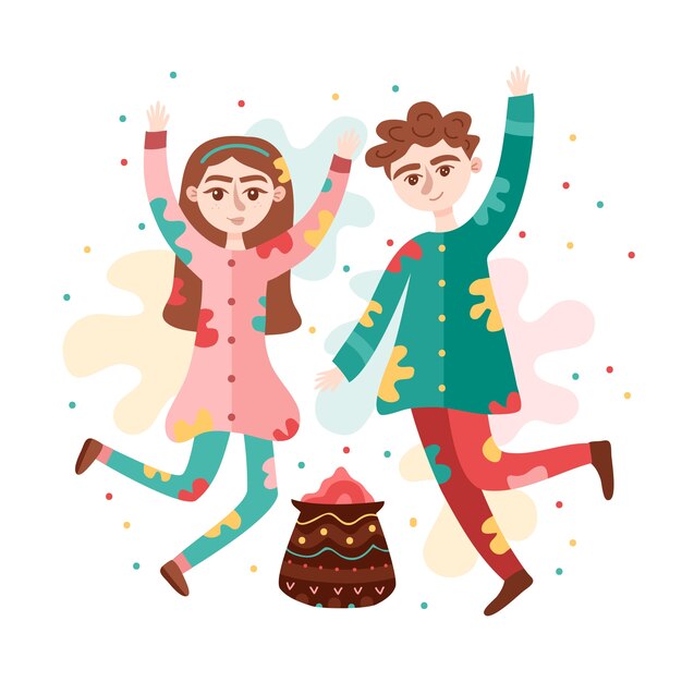 Free Vector people celebrating holi festival