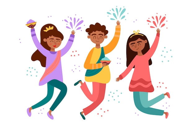 Free Vector people celebrating holi festival