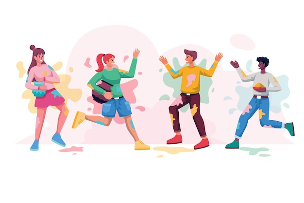 Free Vector people celebrating holi festival