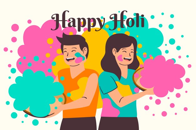 People celebrating holi together