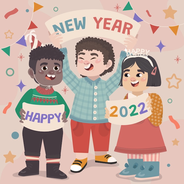 People celebrating new year illustration