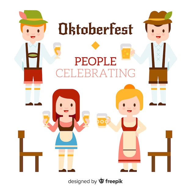 Free Vector people celebrating oktoberfest