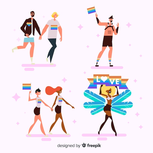 People celebrating pride day collection