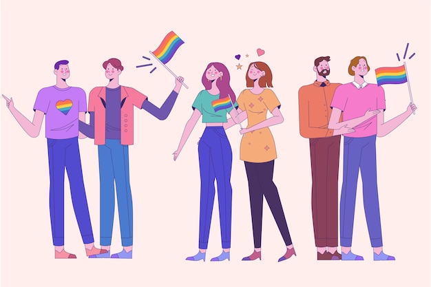 Free Vector people celebrating pride day