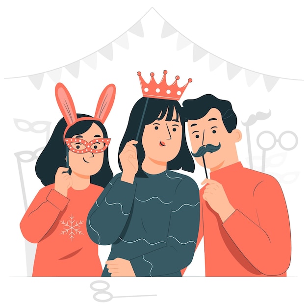 People celebrating purim day concept illustration