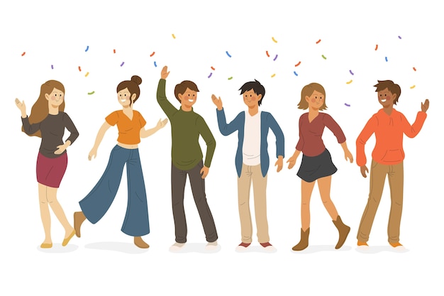 People celebrating together illustration concept