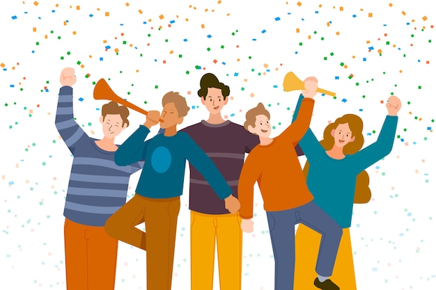 People celebrating together illustration