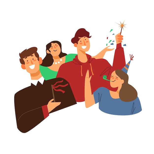 Free Vector people celebrating together illustration