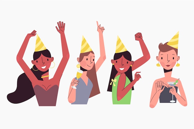 Free Vector people celebrating together