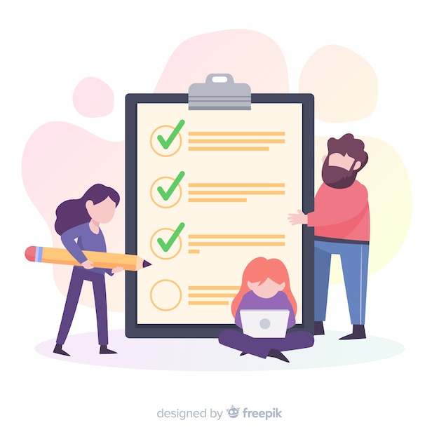 Free Vector people checking giant check list background