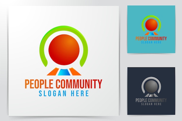 Free Vector people community. leadership logo ideas. inspiration logo design. template vector illustration. isolated on white background