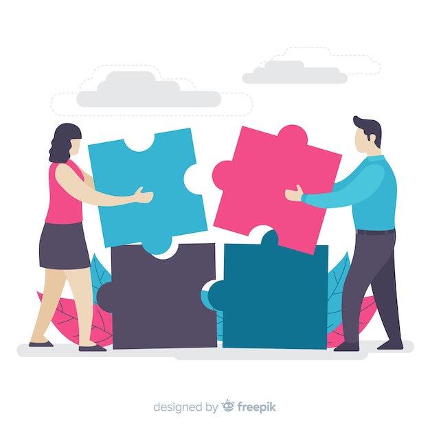 Free Vector people connecting puzzle pieces