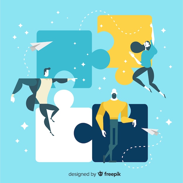 Free Vector people connecting puzzle pieces